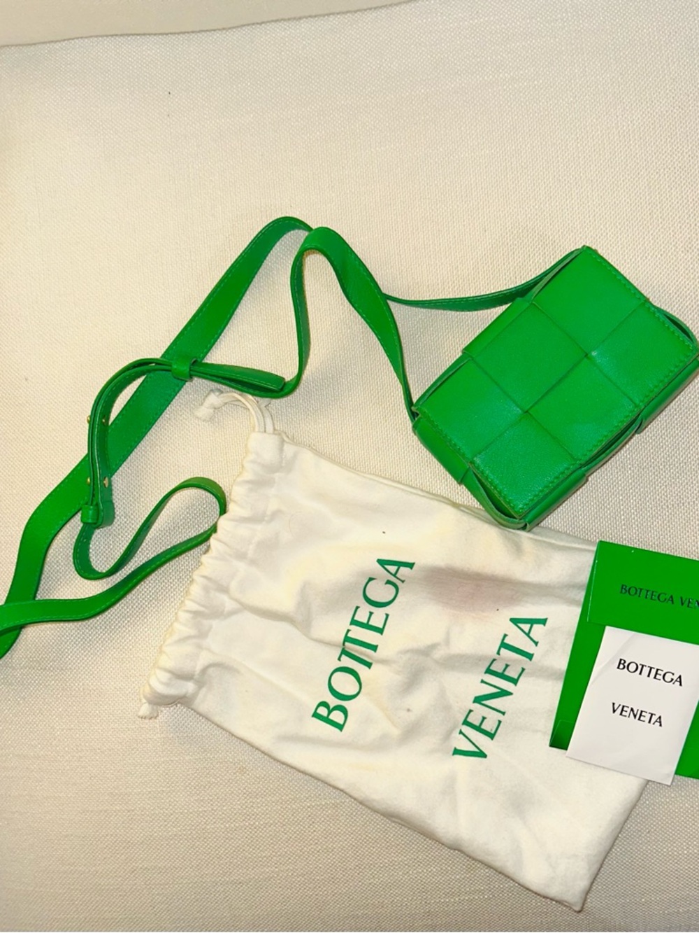 Bottega Veneta Green Intrecciato Mini Cassette Crossbody Bag